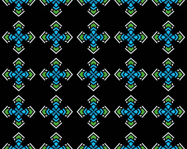 Seamless Tile Pattern Blue Floral Ornament Black Background — Stock Photo, Image