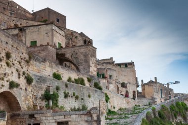İtalya 'nın tarihi Sassi di Matera' sı ile bilinen tarihi Matera kenti.