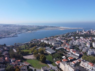 Foz Arrabida Köprüsü 'nün hava görüntüsü. Portekiz