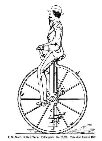 Pionowa Ilustracja Xix Wiecznego Roweru Vintage — Zdjęcie stockowe