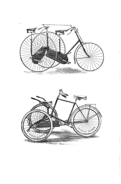 Вертикальная Иллюстрация Винтажного Велосипеда Xix Века — стоковое фото
