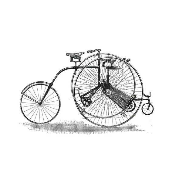 19世纪老式自行车的图例 — 图库照片