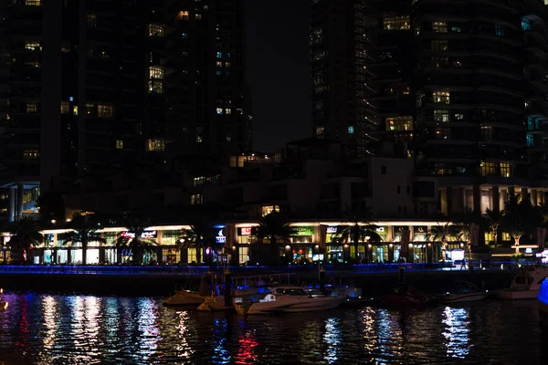 Beautiful Shot Illuminated Shore Cafe Dubai — Stock Photo, Image