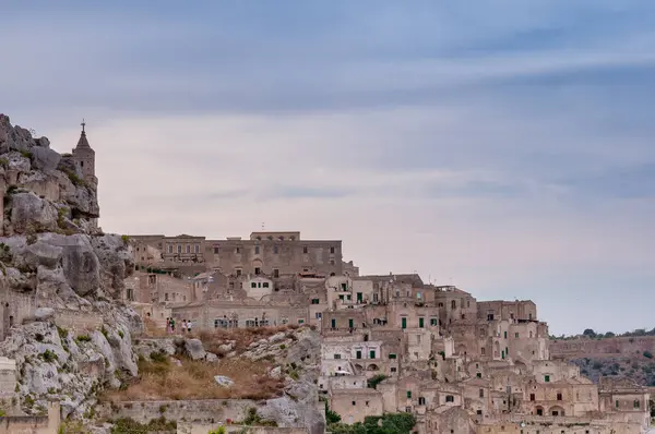 Μια Όμορφη Θέα Της Διάσημης Αρχαίας Πόλης Matera Στην Ιταλία — Φωτογραφία Αρχείου
