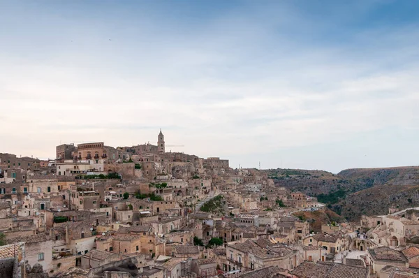 Μια Όμορφη Θέα Της Διάσημης Αρχαίας Πόλης Matera Στην Ιταλία — Φωτογραφία Αρχείου