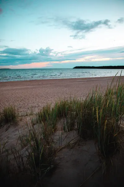 Una Splendida Vista Sulla Spiaggia Yyteri Pori Finlandia Tramonto — Foto Stock