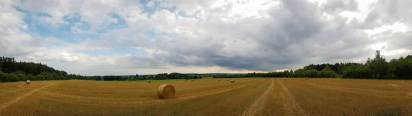 Panoramatický Výhled Venkovské Pole — Stock fotografie