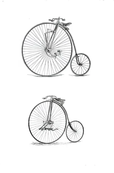 19世纪老式自行车的垂直图解 — 图库照片