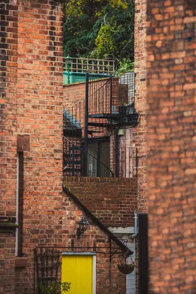 Vertical Shot Brick Walls Staircases — Stock Photo, Image