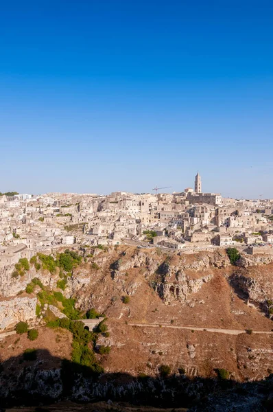 Μια Όμορφη Θέα Της Διάσημης Αρχαίας Πόλης Matera Στην Ιταλία — Φωτογραφία Αρχείου