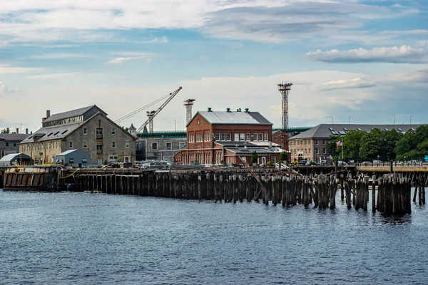Port Boston Avec Des Bâtiments Industriels Aux États Unis — Photo