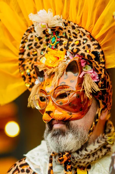 Человек Уникальном Красочном Костюме Время Венецианского Карнавала Италии — стоковое фото