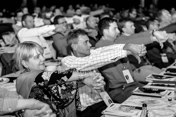 Grayscale Delegates Attending Sales Convention Large Conference Center Johannesburg South — Stock Photo, Image