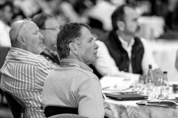 Grayscale Delegates Attending Sales Convention Large Conference Center Johannesburg South — Stock Photo, Image