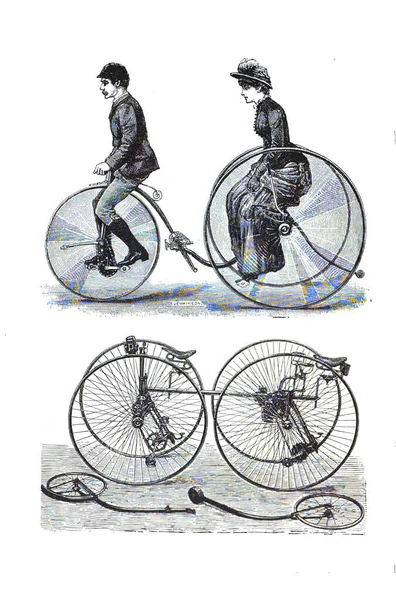 Ilustración Vertical Una Bicicleta Vintage Del Siglo Xix —  Fotos de Stock
