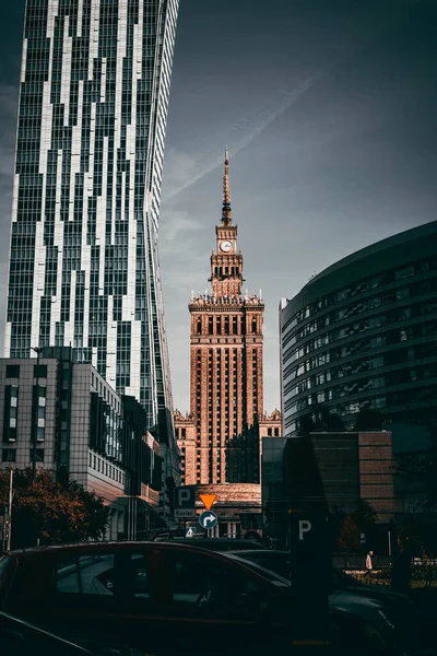 Vertikální Snímek Paláce Kultury Vědy Varšava Polsko — Stock fotografie