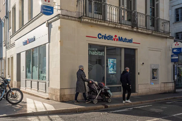 Credit Mutuel Store Angled View Logo Signage — Stock Photo, Image