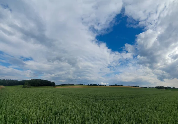 Погляньте Мальовничий Панорамний Вид Природний Пейзаж Під Хмарним Небом — стокове фото
