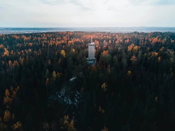 Luchtfoto Van Aulanko Toren Hameenlinna Finland Omgeven Door Bossen Herfst — Stockfoto