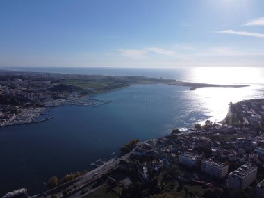 Foz Arrabida Köprüsü 'nün hava görüntüsü. Portekiz
