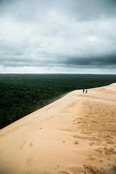 Vue Aérienne Personnes Marchant Sur Dune Pilat Bordeaux France — Photo