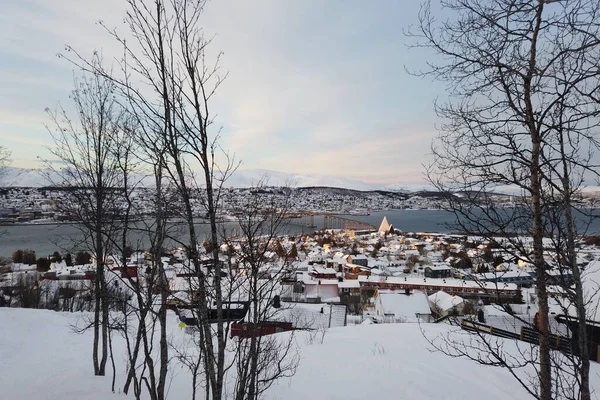 Zimní Pohled Pole Tromso Norsko — Stock fotografie