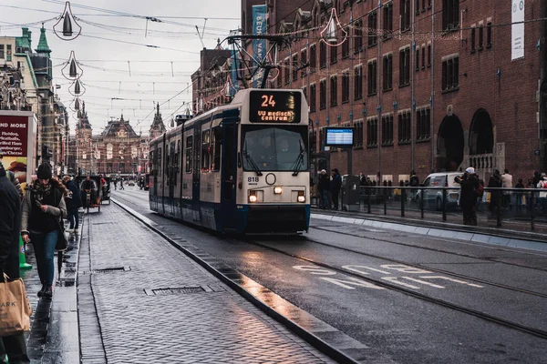 Spårvagnen Centrum Amsterdam Nederländerna — Stockfoto