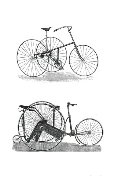 19世纪老式自行车的垂直图解 — 图库照片