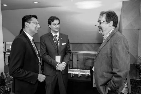 Closeup Delegates Attending Business Forum Conference Center — Stock Photo, Image