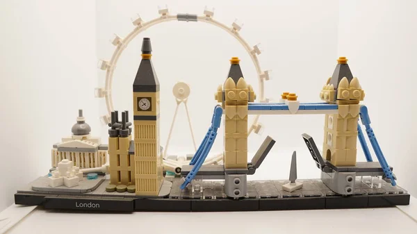 Plastový Model Londýnských Orientačních Bodů Big Ben Tower Bridge Londýnské — Stock fotografie