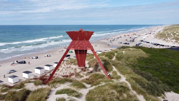 Eine Schöne Luftaufnahme Eines Strandes Von Einer Drohne Einem Sonnigen — Stockfoto