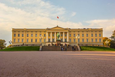 Norveç, Oslo 'daki Kraliyet Sarayı' nın güzel bir fotoğrafı.