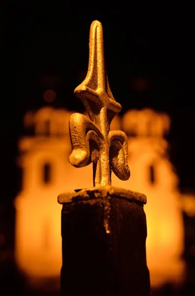 Vertical Shot Memorial Engraving Candle Blurred Dark Background — Stock Photo, Image