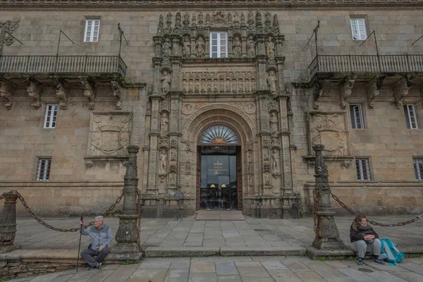 Uma Foto Antiga Entrada Edifício Santiago Compostela Espanha — Fotografia de Stock