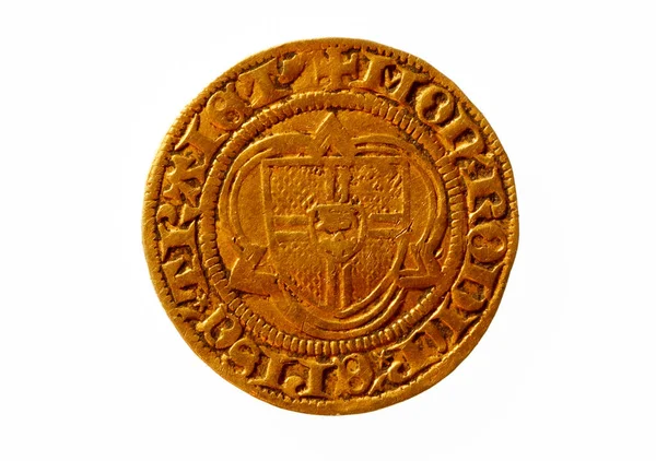 白い背景にオランダの中世の金貨のクローズアップショット — ストック写真