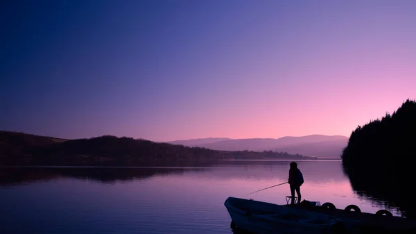 Ein Fischer See Lobosch Bulgarien Bei Sonnenaufgang — Stockfoto