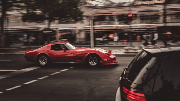 Bir Corvette Spor Arabası Berlin Almanya Bir Caddede — Stok fotoğraf