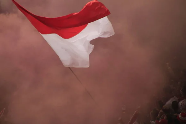 Bandeira Monaco Uma Fumaça — Fotografia de Stock