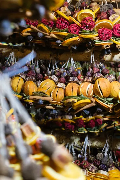 Deliciosos Temperos Secos Frutas Mercado Natal — Fotografia de Stock