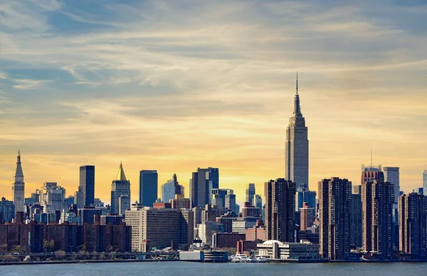 Una Vista Aérea Impresionante Horizonte Ciudad Nueva York Atardecer Nueva — Foto de Stock