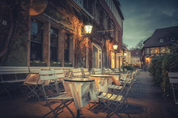 Pequeño Café Plaza Ballhof Centro Histórico Hannover Alemania — Foto de Stock
