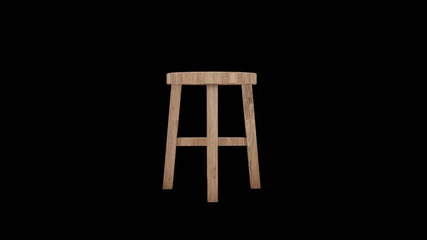 Rendering Wooden Chair Isolated Black Background — Stock Photo, Image