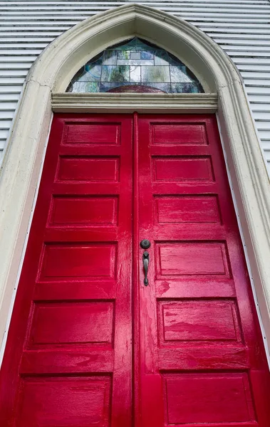 Puerta Roja Iglesia Metodista Unida Venango Venango Pensilvania — Foto de Stock