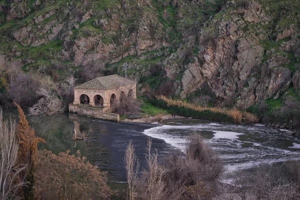 Flygfoto Över Tajo Eller Tagus Floden Toledo Spanien — Stockfoto