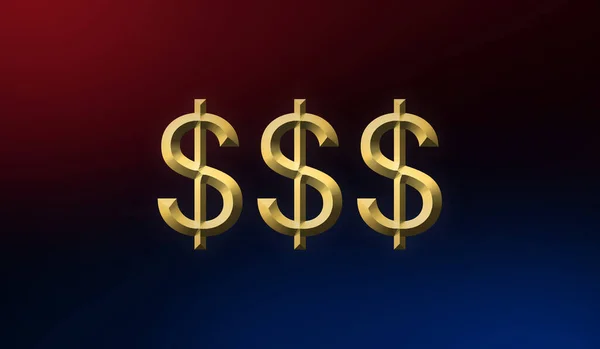 Illustrazione Del Simbolo Del Dollaro Sullo Sfondo Blu Rosso — Foto Stock
