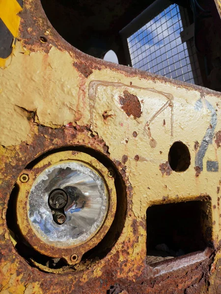 Closeup Rusted Train Headlight — Stock Photo, Image