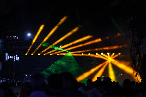 Closeup People Dancing Laser Light Show Pune — Stock Photo, Image