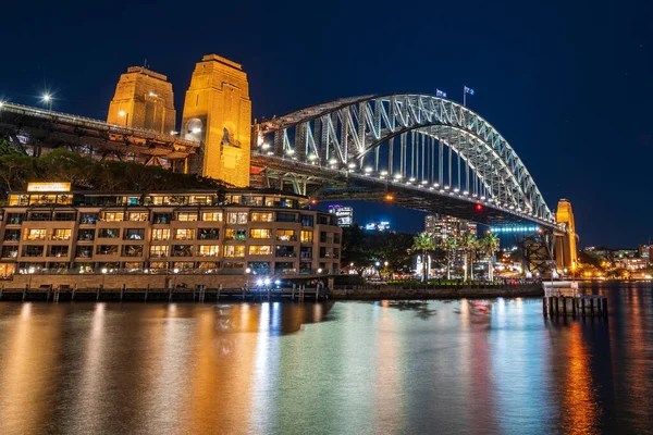 Vue Pont Port Sydney Nuit — Photo