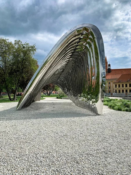 Une Sculpture Art Moderne Dans Parc Wroclaw Pologne — Photo