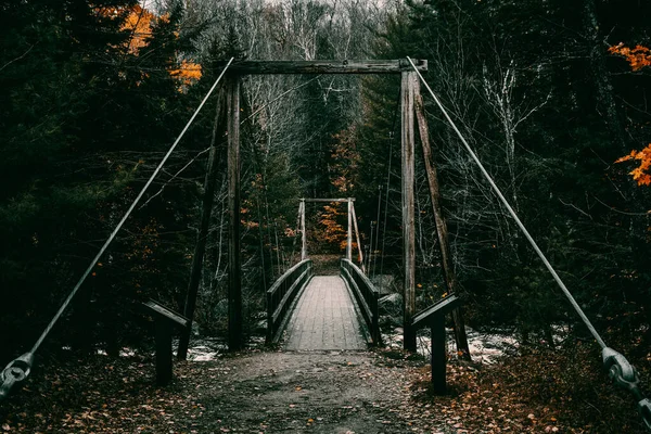 Деревянный Мост Лесу Линкольна Нью Гэмпшир Парк Штата Шоссе Канкамагус — стоковое фото
